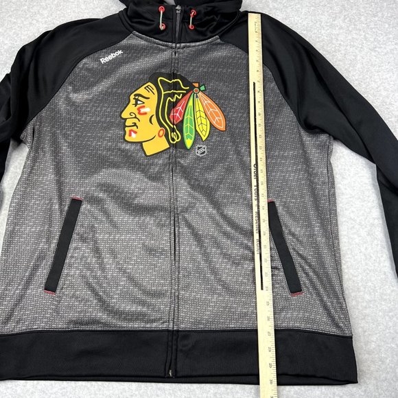 Chicago Blackhawks Full Zip Hoodie NHL Reebok Center Ice Logo Speed Wick Size XL - Picture 9 of 11